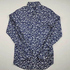 David Smith Shirt Mens Size M Paisley Blue White Button Up Long Sleeve - Bild 1 von 9