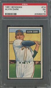 1951 Bowman #14 Alvin Dark New York Giants PSA 5 EX