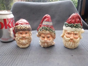 3 Vintage Russ Berrie & Co Christmas Santa Head Candles - Foto 1 di 23