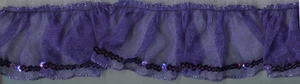 1&1/2" LILA PLISSIERT ORGANZA STOFF BORTE PAILLETTEN MITTE 30 YARD - Bild 1 von 1