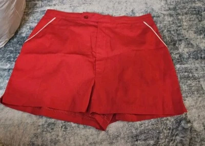 Vintage 70's The Fashion Place Men’s Red with White Trim Casual Tennis Shorts  - Image 1 of 4