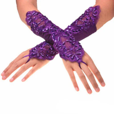 Guantes de novia sin dedos de encaje para mujer manga para boda fiesta para Navidad Foto 1 de 4