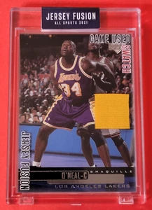 SHAQUILLE O'NEAL WORN 2000-01 WARM UP JACKET PIECE 2021 JERSEY FUSION UD CARD LA - Picture 1 of 5