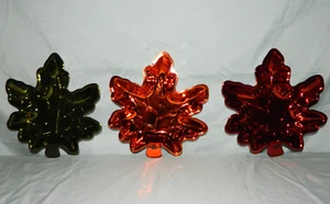 3 Maple Leaf Shaped Metalic Looking Plastic Candy Dishes Tray Fall/Thanksgiving - Picture 1 of 10