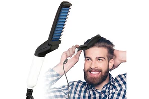 Piastra Lisciante Per Barba Capelli Uomo Pettine Elettrico Con Cavo CX-058 - Foto 1 di 6