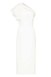 Rebecca Vallance Ivory Baci One Shoulder Crepe Midi Dress Size 12 AU Preloved - Picture 1 of 5