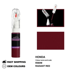 PER HONDA RADIANT RED R569M Ritocco Penna Vernice Pennello Fix Kit Set Graffi... - Foto 1 di 8