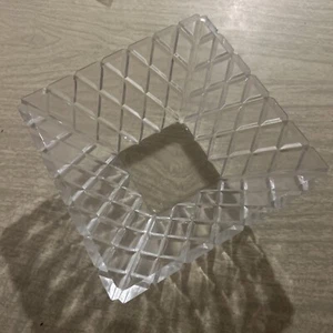 395 Mikasa Crystal Cut Glass Trellis Square Bowl Charish - Picture 1 of 1