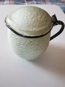 VINTAGE MID CENTURY ENAMEL STAINLESSWARE TEXTURED LIDDED METAL PITCHER GREEN - Picture 1 of 10