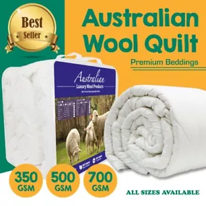 AUSTRALIAN WOOL Quilt Winter/Summer Duvet Doona 350/500/700GSM Weight ALL SIZE - Picture 1 of 7