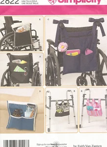 2822 Bolsas Bolsillos Simplicity Patrón de Costura SIN CORTAR para Silla de Ruedas Caminante - Imagen 1 de 4