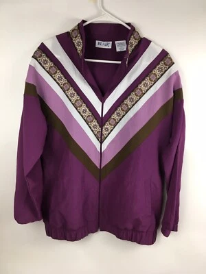 Chaqueta cortavientos Blair para mujer, talla grande, púrpura, floral, vintage, rayas Foto 1 de 4