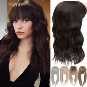 100% Natural Thick Clip In Fringe Bangs Topper Hair Extension As Human Real Wavy - Picture 1 of 113