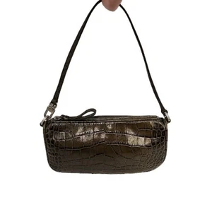 Vintage crocodile dark Vintage crocodile dark Olive green Ann Taylor mini purse - Picture 1 of 18