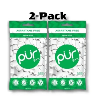 (2 пакета) Пурпурная 100% ксилитовая жевательная резинка мята без сахара аспартама 110 шт. - Изображение 1 из 3