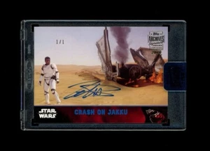 TOPPS STAR WARS ARCHIVES SSP CRASH ON JAKKU FINN AUTO 1/1! AWESOME ART - Picture 1 of 1