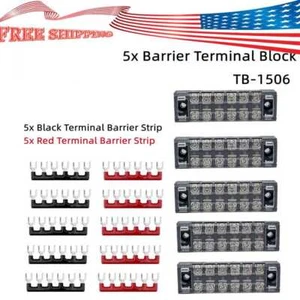 15PCS Dual Row 6 Position Screws Terminal Electric Barrier Strip Block 600V 15A - Picture 1 of 2