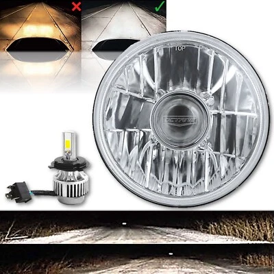 7" H4 SMD 360° LED Light Bulb Crystal Projector Headlight Harley Motorcycle - Image 1 of 4