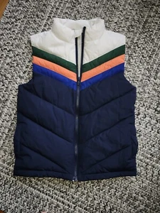Janie and Jack Conner Chevron Puffer Vest size 7-8 Blue w/Orange NEW with Tags - Picture 1 of 3