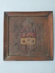 Ancienne Plaque Panneau Mural En Cuivre Avec Armoiries Royale - Photo 1 sur 19