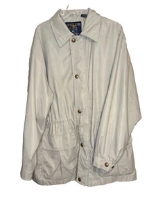 Vintage Salmon River Traders Mens Trench Coat Large Tan Canvas Full Zip Collar - Picture 1 of 12