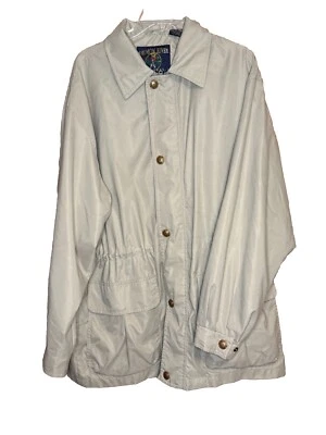 Vintage Salmon River Traders Mens Trench Coat Large Tan Canvas Full Zip Collar - Image 1 of 4