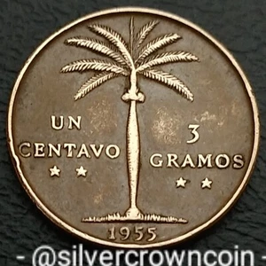 Dominican Republic 1 Un Centavo 1955 3 gramos. KM#17. One Cent coin. Palm Tree. - Picture 1 of 7