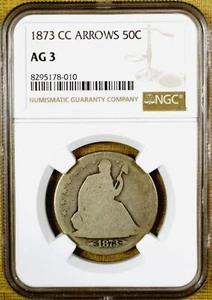 1873-CC Arrows NGC AG3 Seated Liberty Half Dollar - Picture 1 of 2