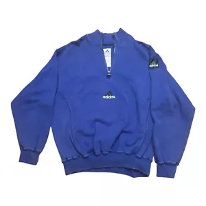 Sudadera Adidas De Colección Para Hombre XL Azul Logo Grande 1/4 Cremallera Años 90 Bordada - Imagen 1 de 11