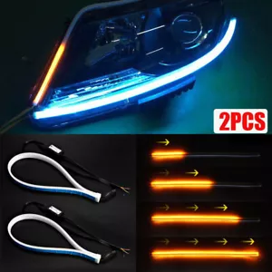 2PCS Car Parts Soft Tube LED Strip Daytime Running Light Turn Signal Lamp 45cm - Picture 1 of 14