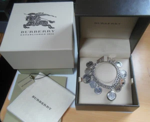 Burberry 925 Sterling Silver 10 Charm Bracelet Watch 8"- Box, Pouch Included - Picture 1 of 6