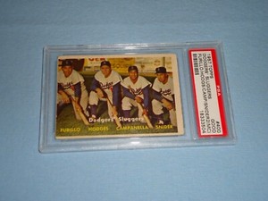 1957 Topps Baseball Card Dodgers Sluggers # 400 PSA Graded 2 MC Good 18333504