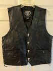 Vest 100% Buffalo Leather Diamond Plate Men&#39;s  Black Bike Vest Size M - Preowned