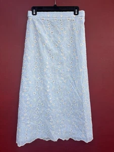 Tuckernuck Silas Skirt Small Light Blue White Lace Midi A Line Scalloped - Picture 1 of 5