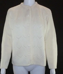 Vintage Woman's Cream Knit Cardigan Sears Granny Sweater M/L Cottagecore - Picture 1 of 3