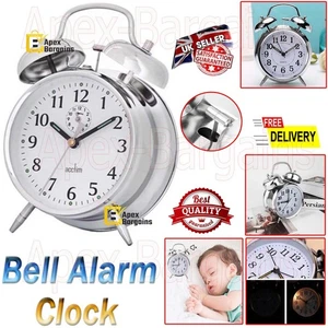 Acctim Double Bell Alarm Clock Stainless Steel Chrome Mechanical Super Loud New - Picture 1 of 8