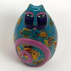 Estatuilla de gato de porcelana felina de Laurel Burch Felino Pescado 1997 de colección No. B1490 - Imagen 1 de 10