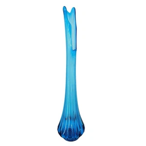 Vintage MCM L.E. Smith Swung Glass Peacock Blue Vase HUGE 29” RARE - Picture 1 of 9