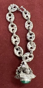 Vintage Etrusker Revival 800 Silber Italienisches Bettelarmband mit Anhänger 27,63 Gramm - Bild 1 von 12