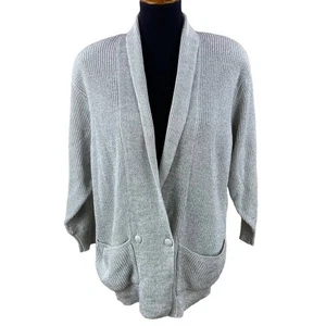 Vintage 80’s Metallic Silver Cardigan Pullover oversized Gr. M 80’s  - Bild 1 von 9