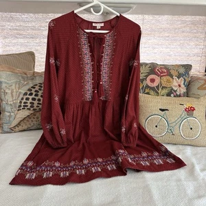 ABITO MIDI KNOX ROSE NAPPA RICAMATO Taglia S Donna Manica Lunga Cottagecore - Foto 1 di 10