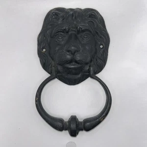 Vintage Antique Cast Bronze Figural Lion Head Door Knocker - Picture 1 of 9