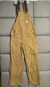Vintage Carhartt Latzhose 34x30 Double Knee RO5 BRN Duck Canvas - NICHT GEFÜTTERT - Bild 1 von 18