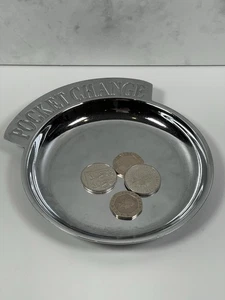 Plato de cambio de bolsillo de plata vintage 14,5 cm porta llaves plato de baratija cuenco para monedas - Imagen 1 de 10