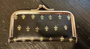 Vintage Manicure Leather Case Nail Kit Travel Fleur de Lis READ - Picture 1 of 3