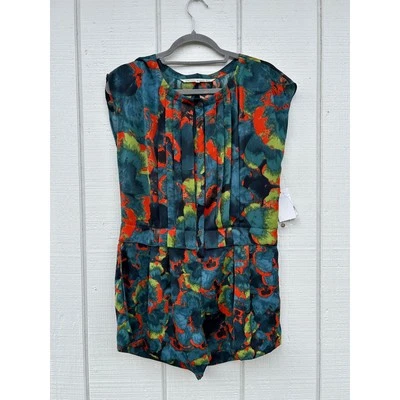 Novo com etiquetas Rachel Roy Feminino Tulum Romper Lagoon Combo Multicolorido, Top Plissado, tamanho 2 - Imagem 1 de 4