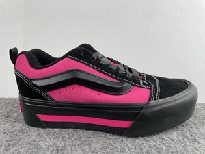 VANS Knu Skate Platform Stacked Sneakers Black Pink Satin VN000CP6B9P Women's 8 - Picture 1 of 7