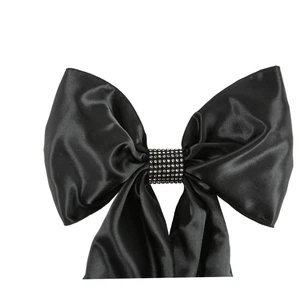 25 Black and Silver Rhinestone Bow Covers - 8 Row - wedding chair sash reusable - Picture 1 of 5