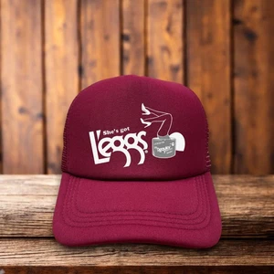 She's Got Leggs Unisex Trucker Hat Maroon Snapback 80s Advertisement Cap - Picture 1 of 5