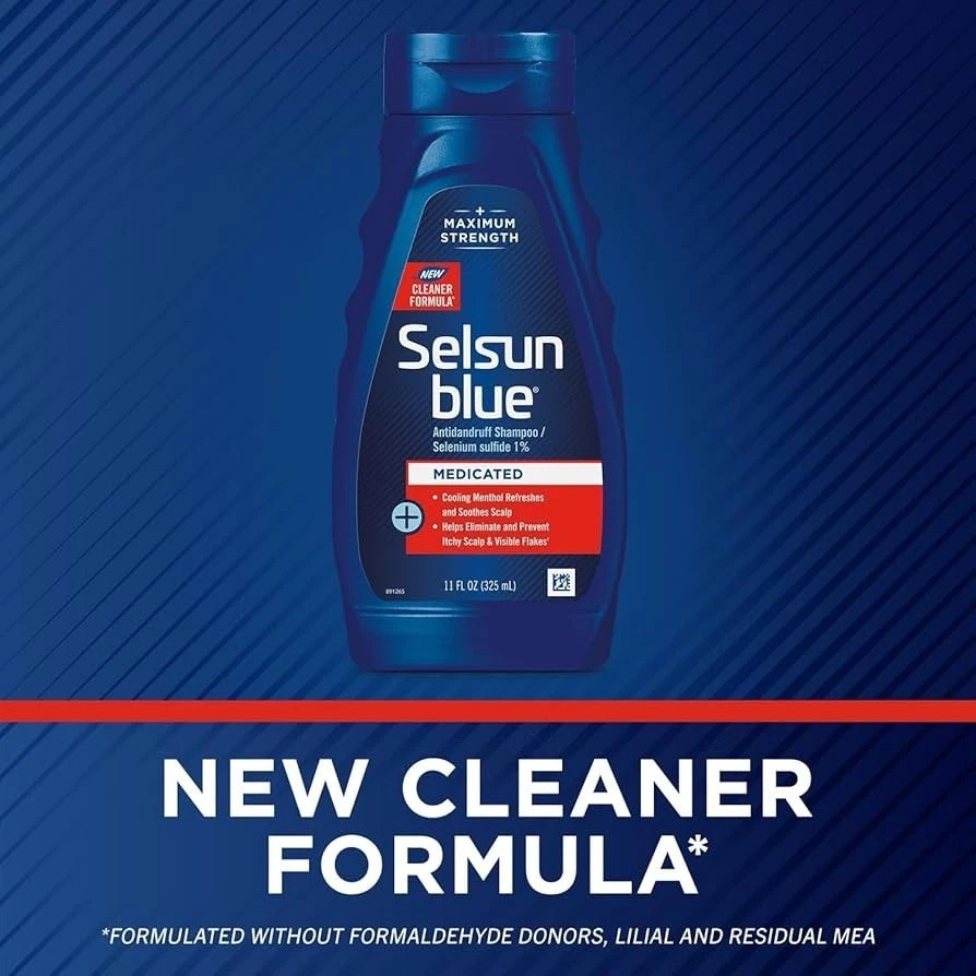 Selsun Blue Medicated Antidandruff Shampoo, Maximum Strength Scalp Treatment. - Image 1 of 1